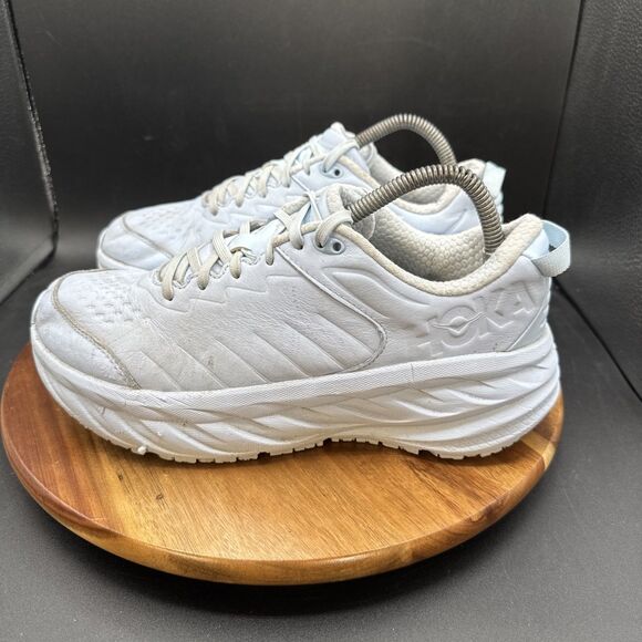 Hoka One One Bondi SR Womens Size 9 Shoes Slip Resistant Soft Toe Blue Leather - Picture 1 of 8